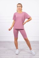 Komplet top+legginsy ciemny różowy