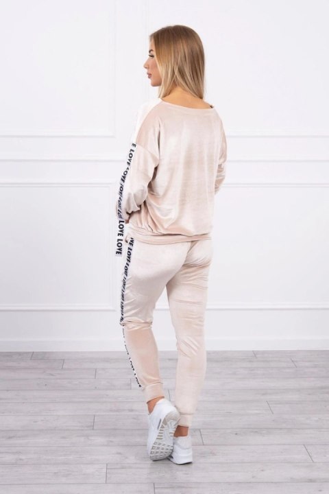 Komplet welurowy Love beżowy