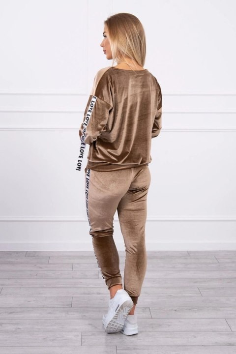 Komplet welurowy Love brązowy