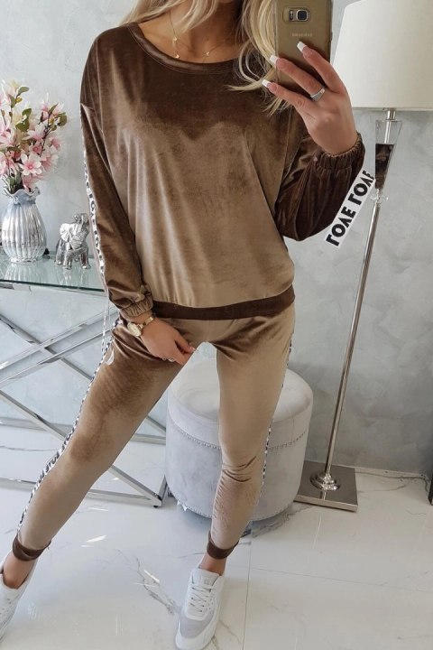 Komplet welurowy Love brązowy