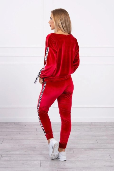 Komplet welurowy Love czerwony