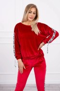 Komplet welurowy Love czerwony