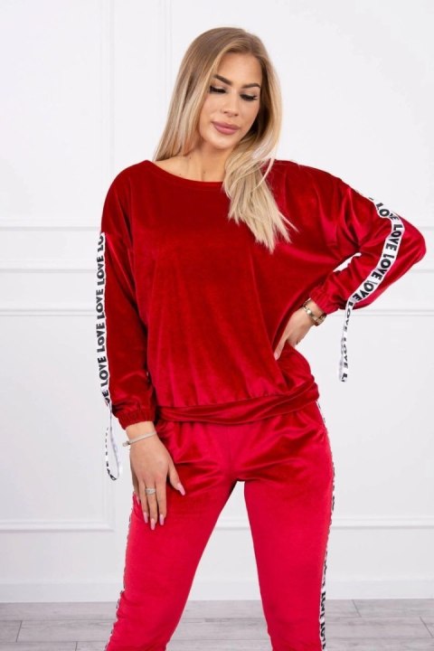 Komplet welurowy Love czerwony
