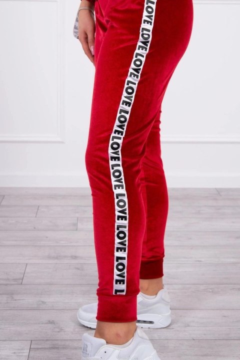 Komplet welurowy Love czerwony