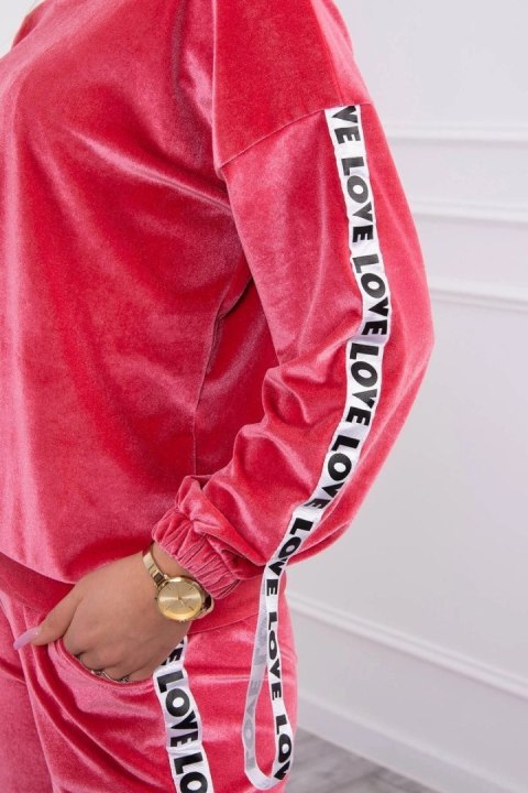 Komplet welurowy Love malinowy