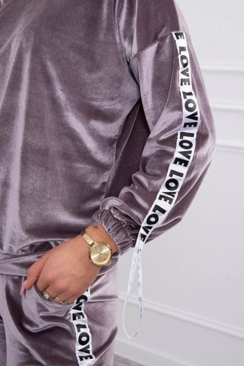 Komplet welurowy Love szary