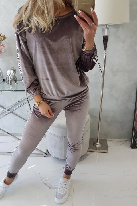 Komplet welurowy Love szary