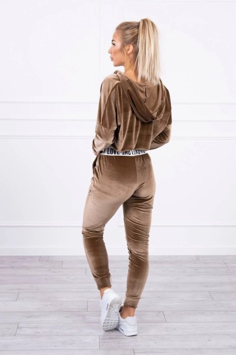 Komplet welurowy z kapturem brązowy