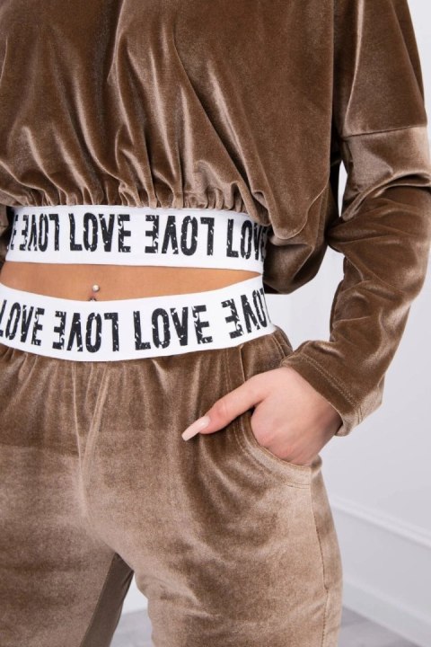 Komplet welurowy z kapturem brązowy