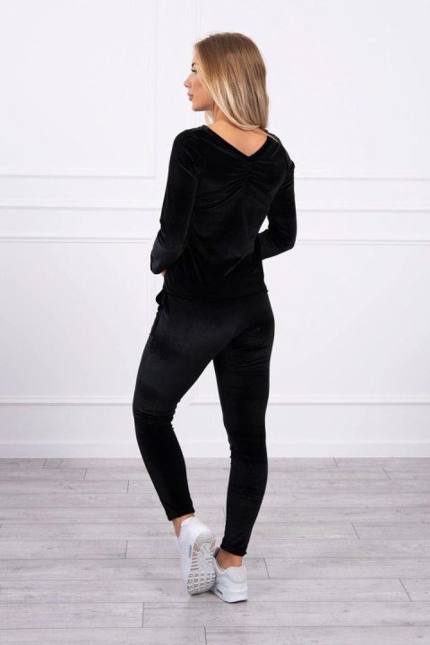 Komplet welurowy z marszczeniem z tyłu czarny