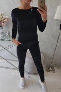 Komplet welurowy z marszczeniem z tyłu czarny