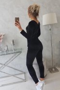 Komplet welurowy z marszczeniem z tyłu czarny