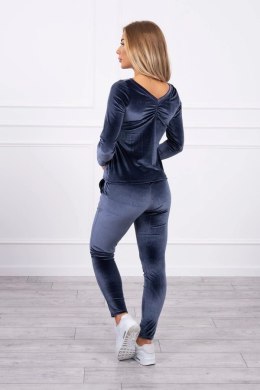 Komplet welurowy z marszczeniem z tyłu grafitowy