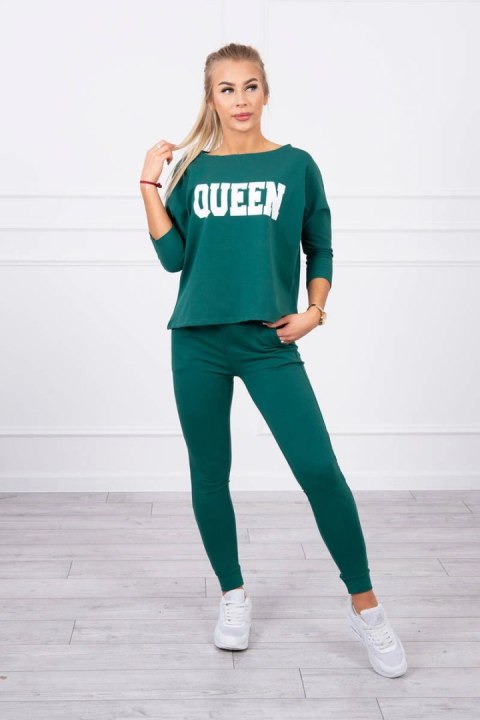 Komplet z nadrukiem Queen ciemny zielony