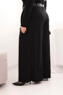 Spodnie damskie Plus Size z szeroką nogawką i paskiem czarne