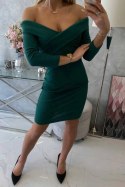 Sukienka dopasowana z dekoltem V zielona