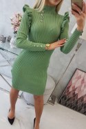 Sukienka swetrowa dopasowana z guzikami ciemny miętowy