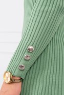 Sukienka swetrowa dopasowana z guzikami ciemny miętowy