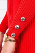 Sukienka swetrowa dopasowana z guzikami czerwony