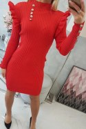 Sukienka swetrowa dopasowana z guzikami czerwony