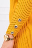 Sukienka swetrowa dopasowana z guzikami musztardowy