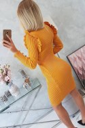 Sukienka swetrowa dopasowana z guzikami musztardowy