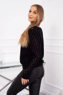 Sweter z ażurowym zdobieniem czarny