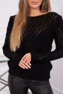 Sweter z ażurowym zdobieniem czarny