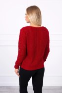 Sweter z ażurowym zdobieniem czerwony