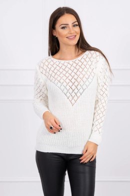 Sweter z ażurowym zdobieniem ecru