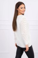 Sweter z ażurowym zdobieniem ecru