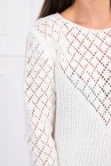 Sweter z ażurowym zdobieniem ecru