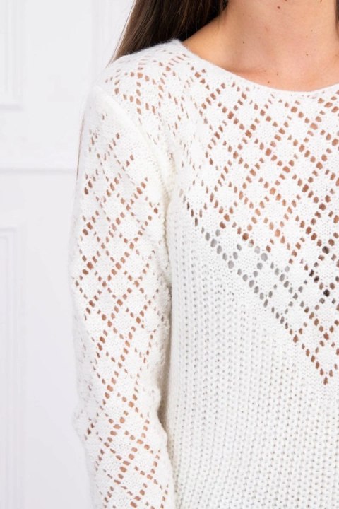 Sweter z ażurowym zdobieniem ecru