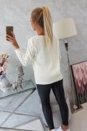 Sweter z ażurowym zdobieniem ecru