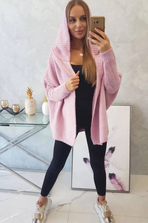 Sweter z kapturem i rękawami typu nietoperz fioletowy