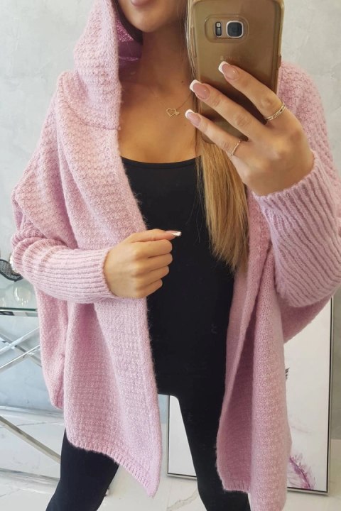 Sweter z kapturem i rękawami typu nietoperz fioletowy