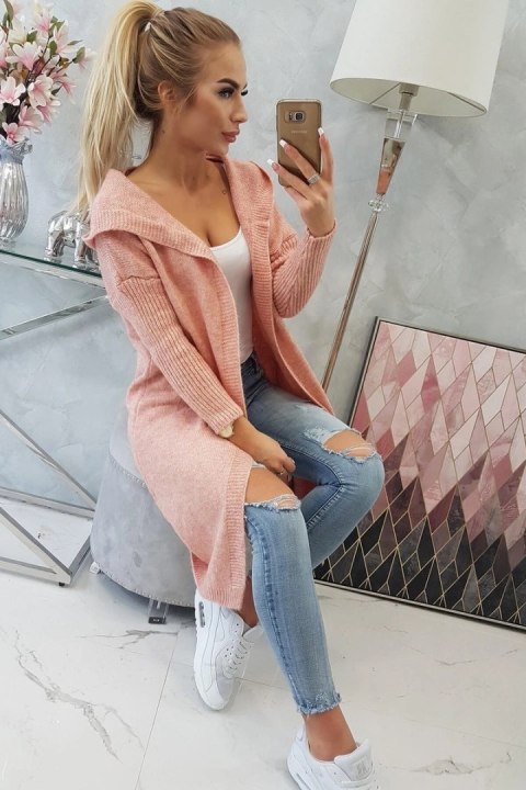 Sweter z kapturem jasny różowy