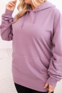 Bluza damska pętelkowa Plus Size bawełniana z kapturem i kieszenią kangurką ciemno różowa