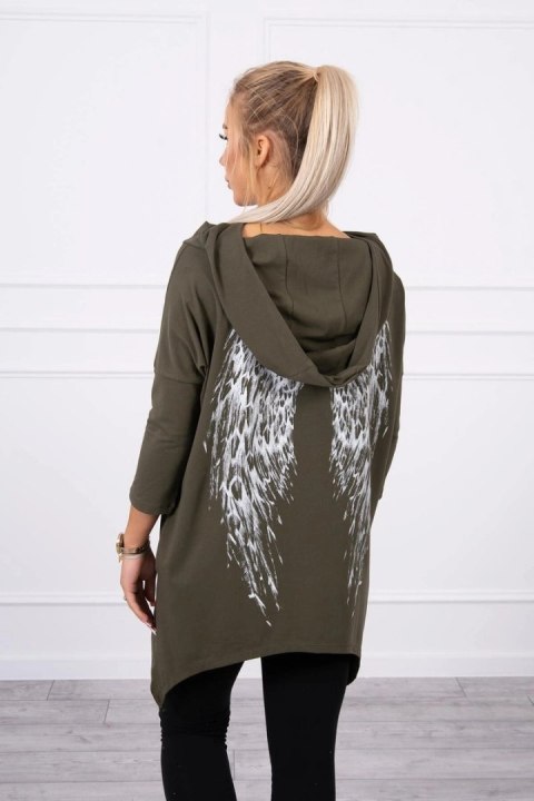Bluza z nadrukiem skrzydeł khaki