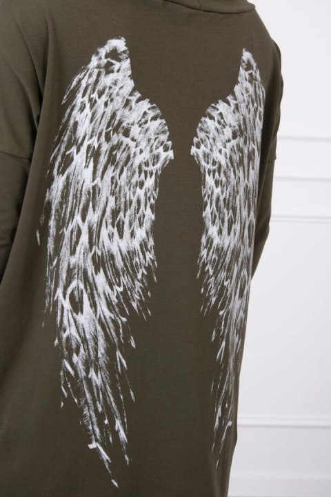 Bluza z nadrukiem skrzydeł khaki