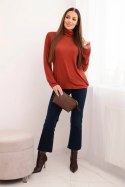 Bluzka damska wiskozowa z golfem i długim rękawem ruda