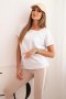 Komplet damski bawełniany z bluzką i legginsami z lampasem biały