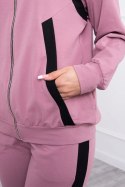 Komplet sportowy z lampasami ciemny różowy