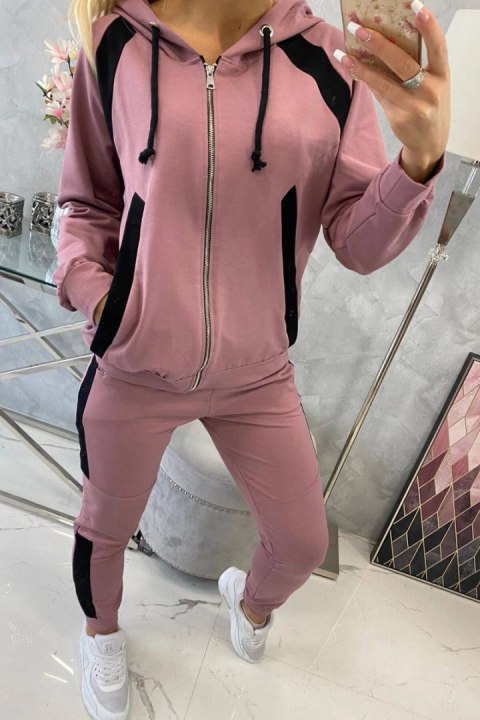 Komplet sportowy z lampasami ciemny różowy
