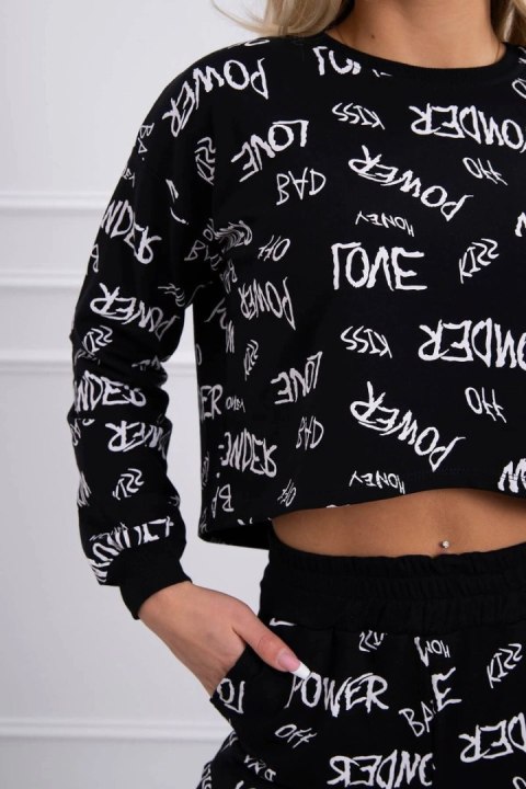 Komplet z napisami czarny