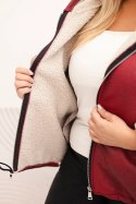 Kurtka damska Plus Size z kapturem i barankiem bordowa