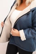 Kurtka damska Plus Size z kapturem i barankiem jeansowa