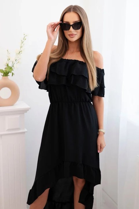 Sukienka damska hiszpanka z dłuższym tyłem czarna