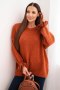 Sweter damski z dodatkiem moheru i wełny o luźnym fasonie rudy