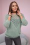 Sweter z ażurowym zdobieniem ciemno miętowy